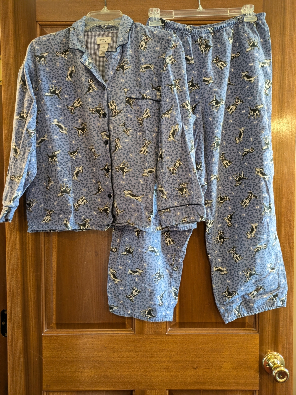 Covington Women's Blue Dog-Print Pajama Set Medium Petite